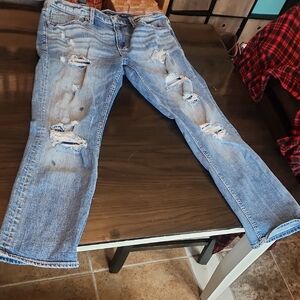 BKE Light Blue Distressed Jake Straight Leg Jeans 36x30